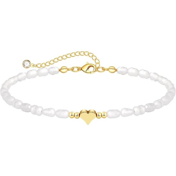 🆕 Mideeo Heart Pearl Bracelets Women Gold Evil Eye Diamond Cuban Jewelry Gift - Picture 6 of 7